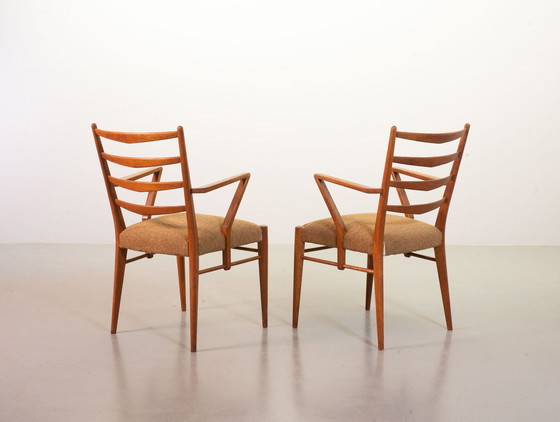 Image 1 of 2x Cees Braakman Wooden Ladder Arm Chairs