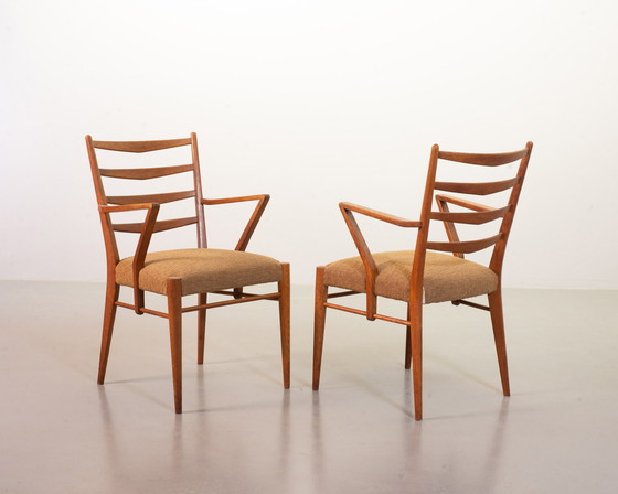 Image 1 of 2x Cees Braakman Wooden Ladder Arm Chairs