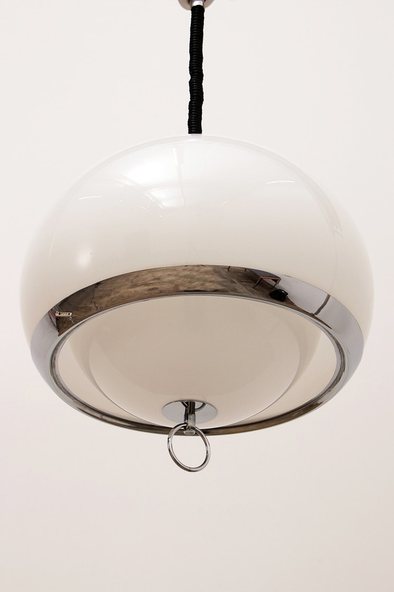 Image 1 of Opaline space age German hanging lamp with harmonica cord