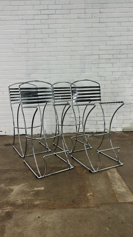 4x vintage bar stools metal