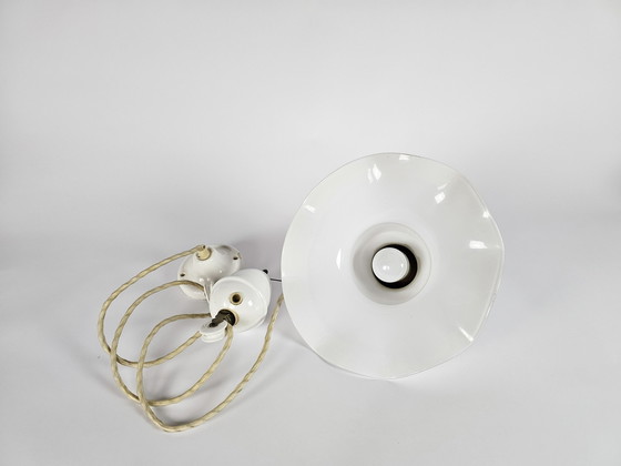 Image 1 of Art Deco - Opaline - brass - hanging lamp - pendant lamp with pulley - 1st quarter 20th century