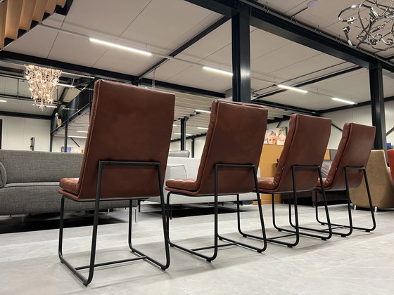 Image 1 of 4 Nouveaux Gelderland 7854 S Chaises de salle à manger en cuir marron