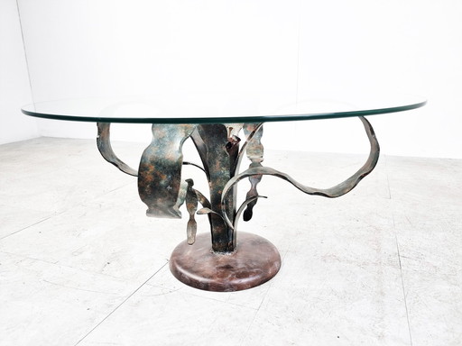 Sculpted steel flower coffee table, 1970s