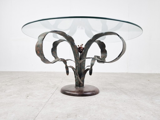 Sculpted steel flower coffee table, 1970s