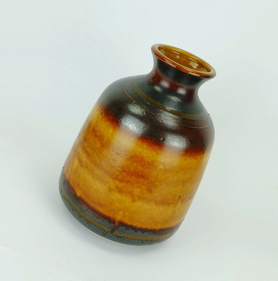 Image 1 of large ceramic vase model no. 1109/1 amber with different shades of red and brown