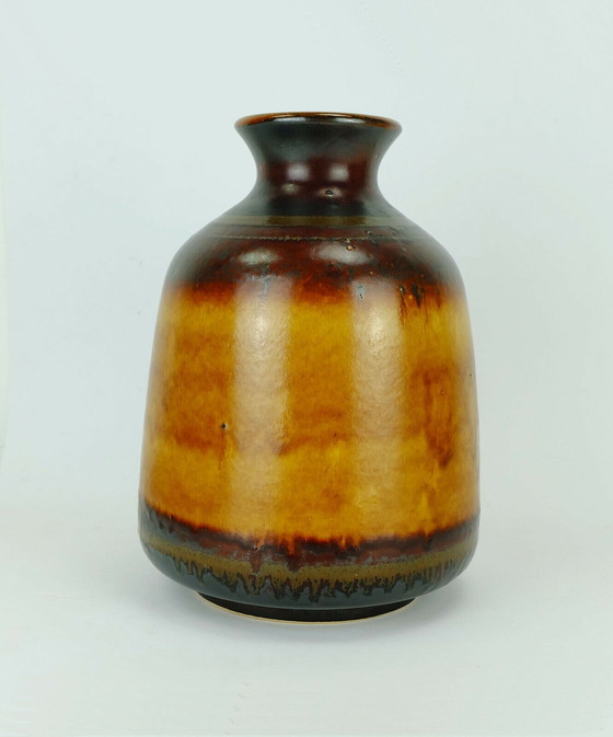 Image 1 of large ceramic vase model no. 1109/1 amber with different shades of red and brown