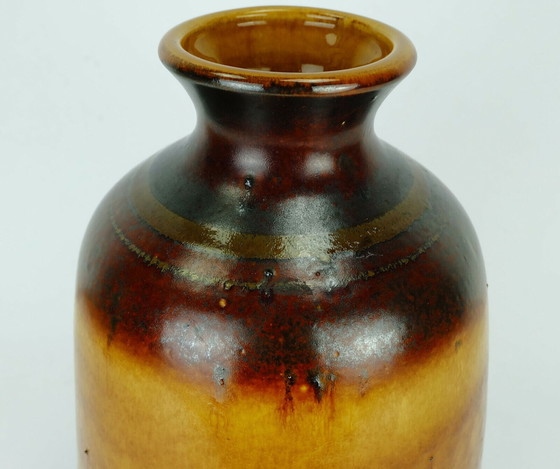 Image 1 of large ceramic vase model no. 1109/1 amber with different shades of red and brown