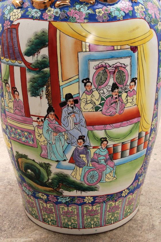 Image 1 of Vase ancien en céramique chinoise peint à la main, années 1920