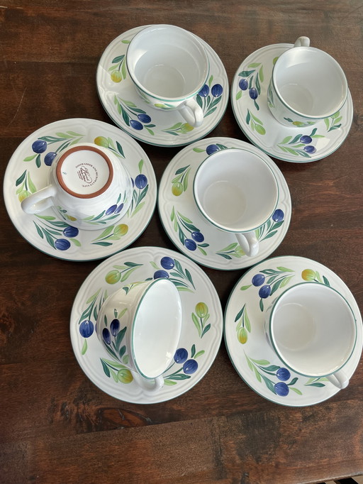 6x Herend Village tea cups and saucers