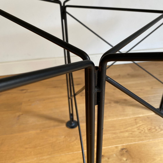 Image 1 of 1980s wire frame glass dining table