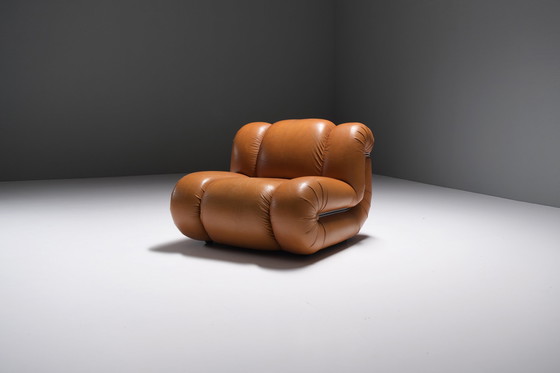 Image 1 of Stunning Velasquez Vintage Lounge Chair in Cognac Leather by Mimo Padova Italy