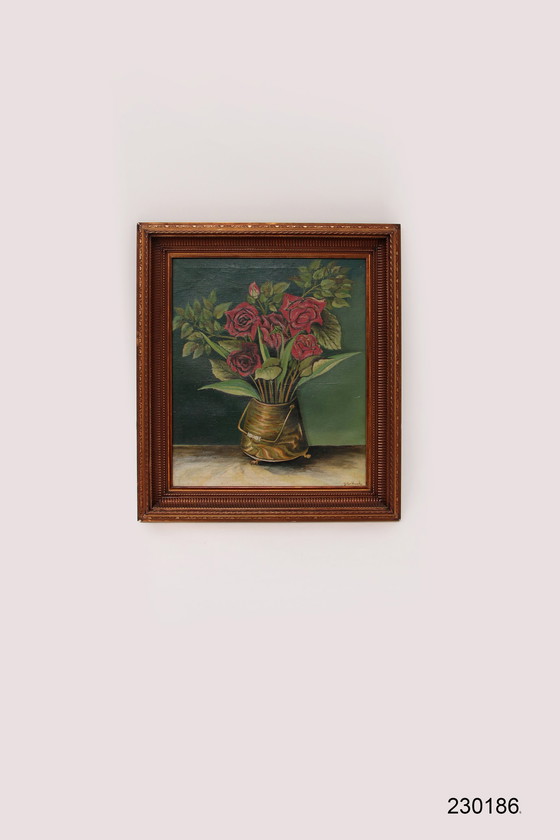 Image 1 of Painting still life with roses signed with J.Ter Haak,1970