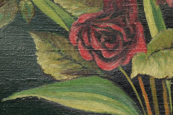 Image 1 of Painting still life with roses signed with J.Ter Haak,1970