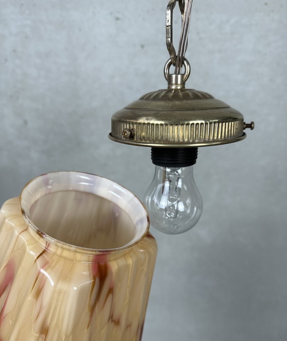 Image 1 of Art deco opaline hanging lamp