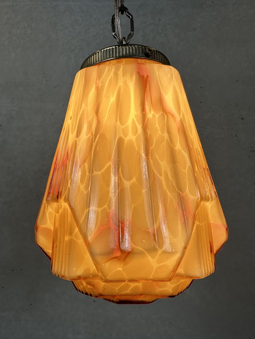 Art deco opaline hanging lamp