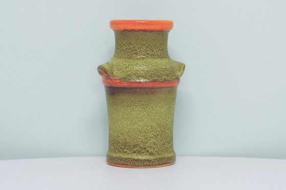 Image 1 of vase vert et orange Allemagne de l'Ouest