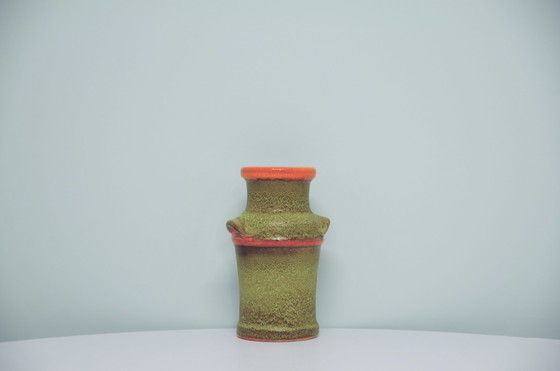 Image 1 of green & orange West Germany vase