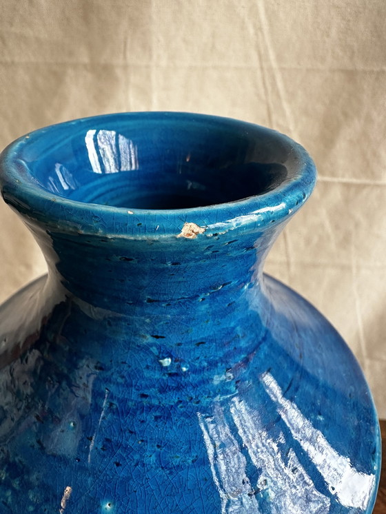 Image 1 of Aldo Londi for Bitossi - cercles - Vase bleu Rimini