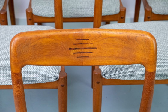 Image 1 of 6 sedie da pranzo in teak e lana di Johannes Andersen per Uldum