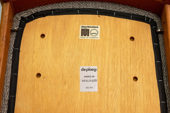 Image 1 of 6 sedie da pranzo in teak e lana di Johannes Andersen per Uldum