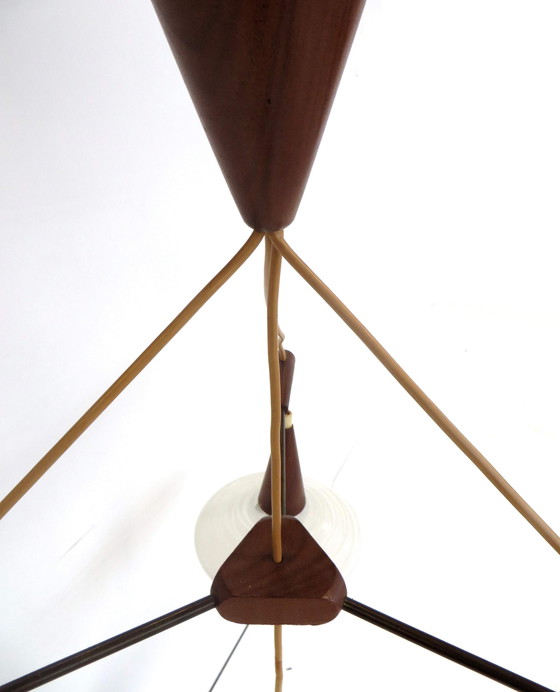 Image 1 of Rare lampe suspendue vintage à quatre points lumineux
