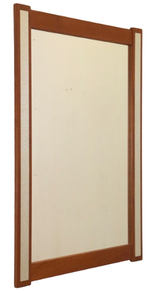 Teak mirror with vintage silver-colored accents