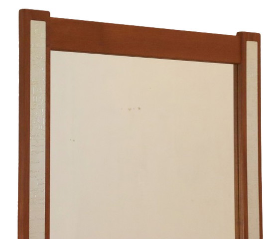 Image 1 of Miroir en teck aux accents argentés vintage