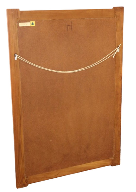 Image 1 of Miroir en teck aux accents argentés vintage