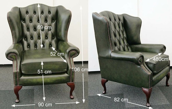 Image 1 of 2x Chesterfield wing chairs