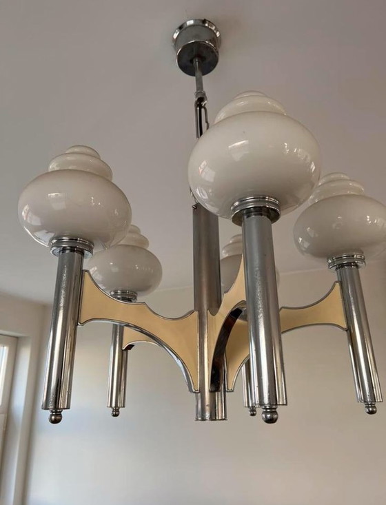 Image 1 of Sciolari Opaline hanging lamp chandelier - Italy