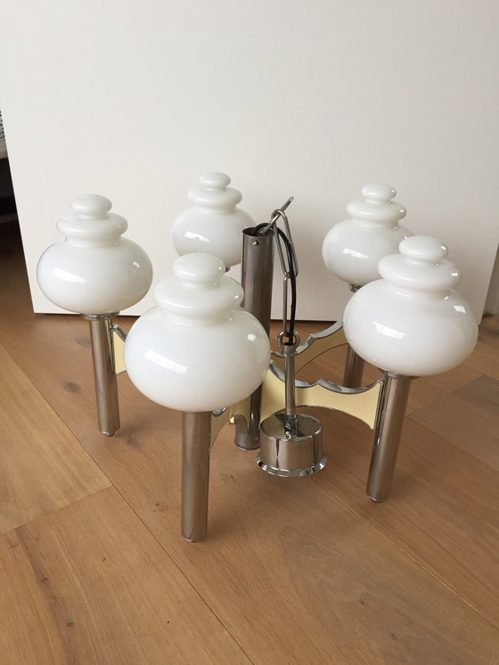 Image 1 of Sciolari Opaline hanging lamp chandelier - Italy