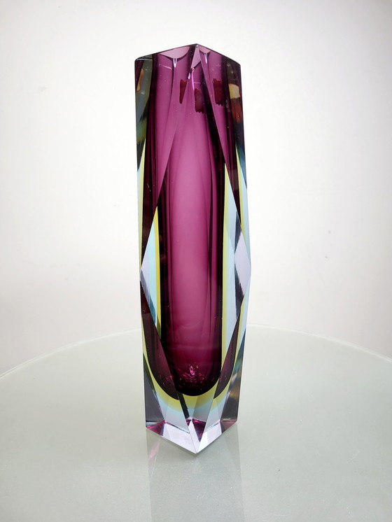 Image 1 of Flavio Poli, faceted XL Sommerso vase, Murano glass, Italy 1970s