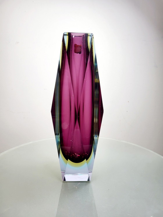 Image 1 of Flavio Poli, faceted XL Sommerso vase, Murano glass, Italy 1970s