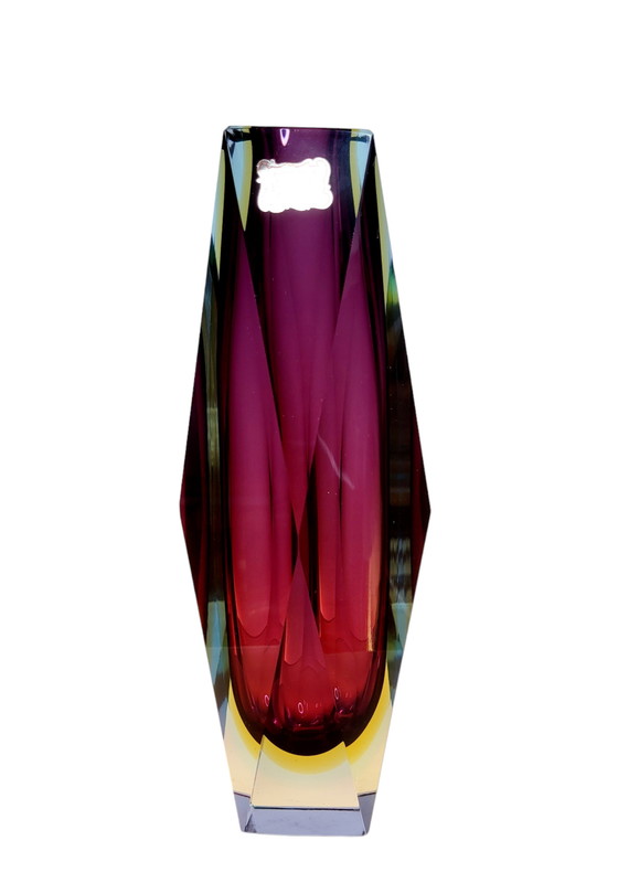 Image 1 of Flavio Poli, faceted XL Sommerso vase, Murano glass, Italy 1970s