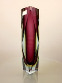 Flavio Poli, vase à facettes XL Sommerso, verre de Murano, Italie, années 1970