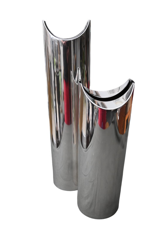 Image 1 of Paire de vases postmodernes en argent "Giselle" de Lino Sabattini, Italie, 1970