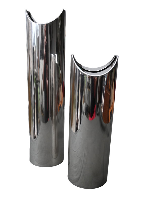 Image 1 of Paire de vases postmodernes en argent "Giselle" de Lino Sabattini, Italie, 1970