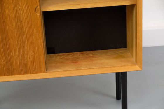 Image 1 of Small oak cabinet with sliding doors, 1960s