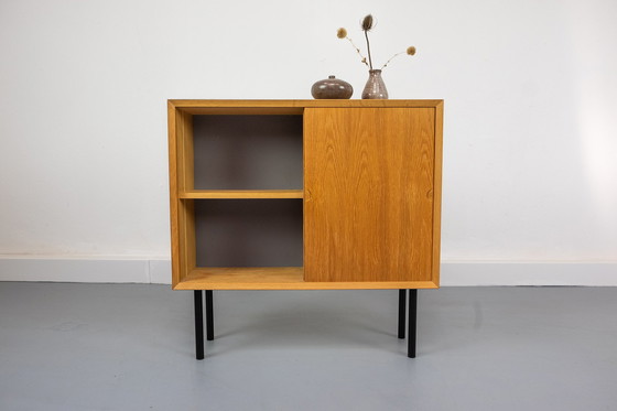 Image 1 of Small oak cabinet with sliding doors, 1960s