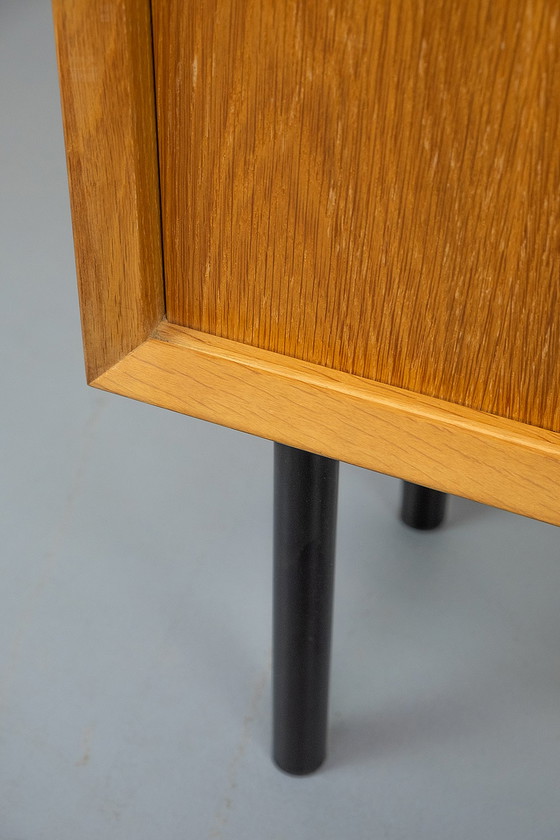 Image 1 of Small oak cabinet with sliding doors, 1960s