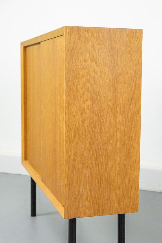 Image 1 of Small oak cabinet with sliding doors, 1960s