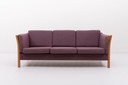 Vintage Danish design three seats sofa in aubergine wool