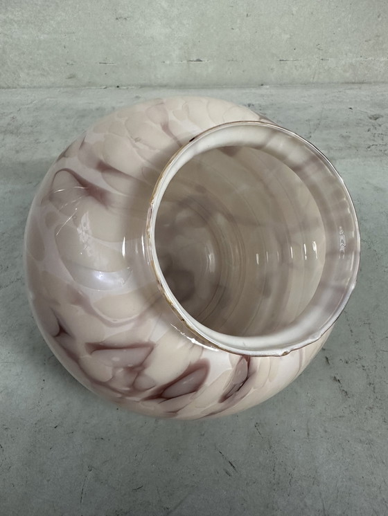 Image 1 of Art deco rose marbled opaline hanging lamp