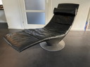 Natuzzi Italia chaise longue en cuir / chaise longue couleur noir