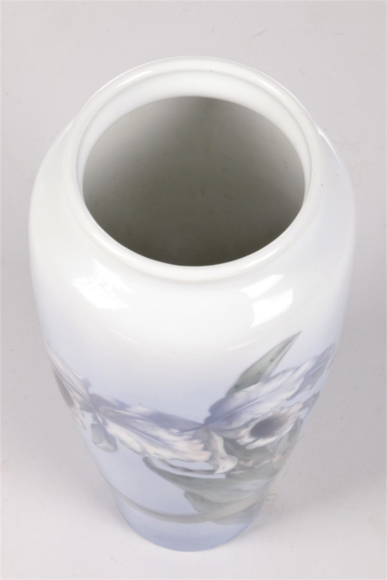 Image 1 of Royal Copenhagen Large porcelain vase painted with the trumpet flower.