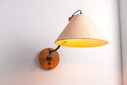 Vintage adjustable wall lamp with fabric shade