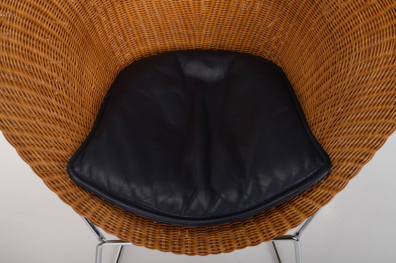 Image 1 of Set of 2 Wicker and Chrome Lounge Chairs, 1970s