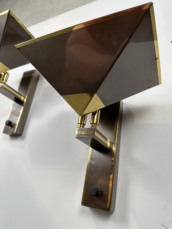 Image 1 of 2x lampade da parete di design vintage in bronzo