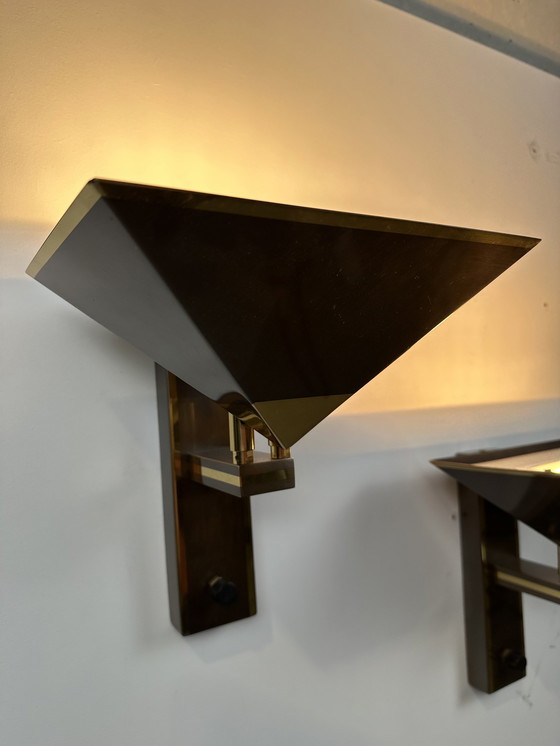 Image 1 of 2x lampade da parete di design vintage in bronzo