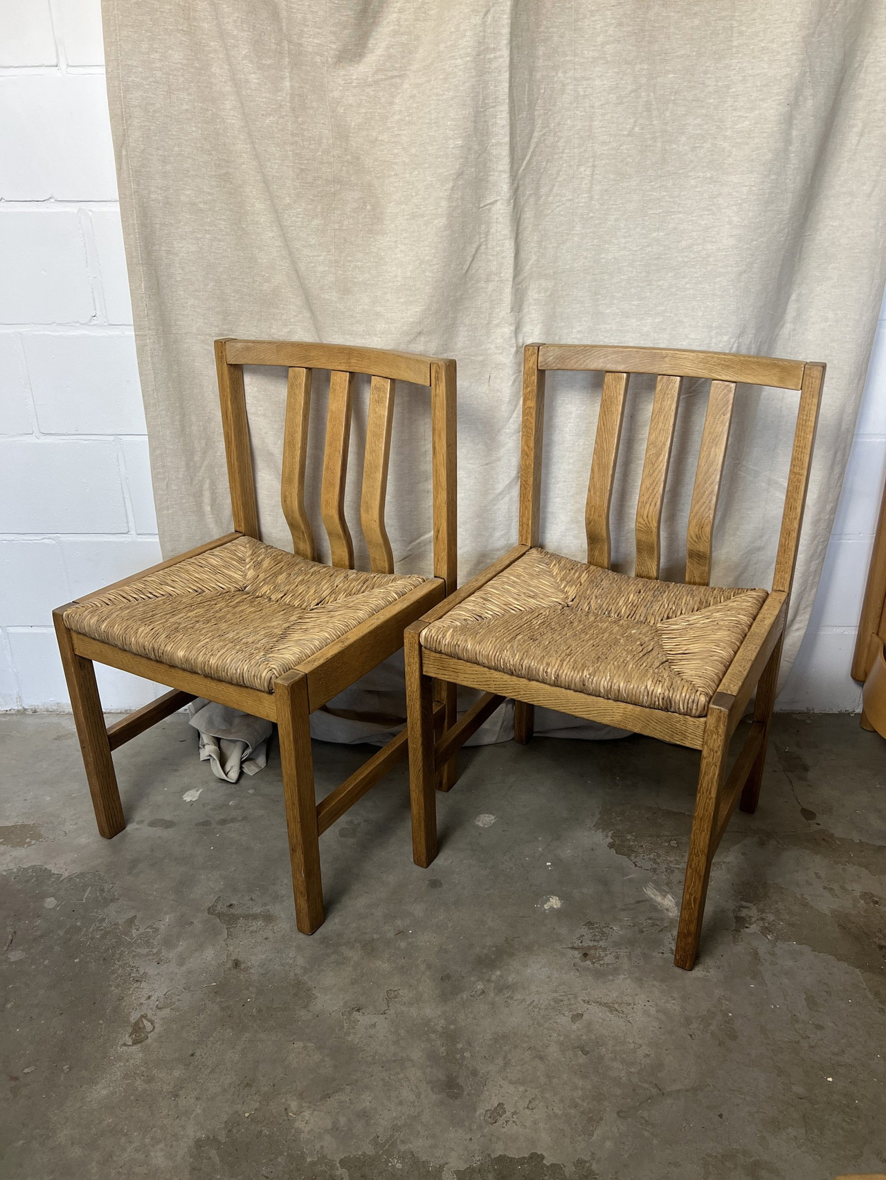6x vintage chair with wicker seat
